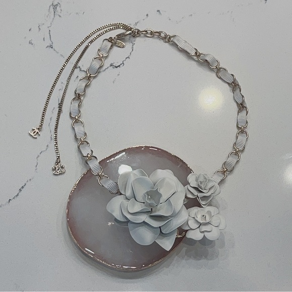 Chanel Triple Metal White Camellia Braided Ribbon CC Logo Necklace - Picture 7 of 11